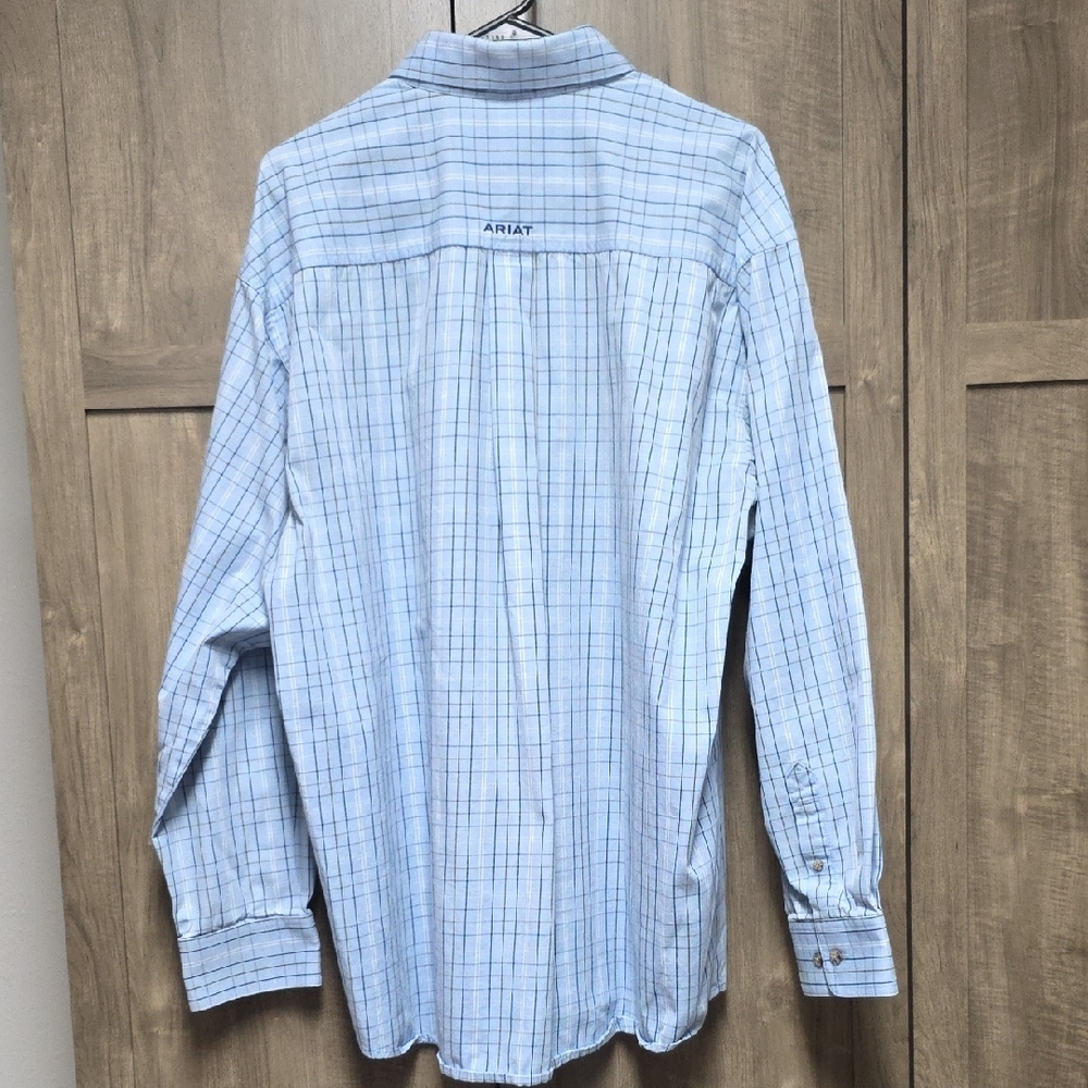 Ariat Light Blue Checkered Button Down Shirt - Picture 7 of 9